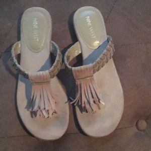 Fringed thong sandals